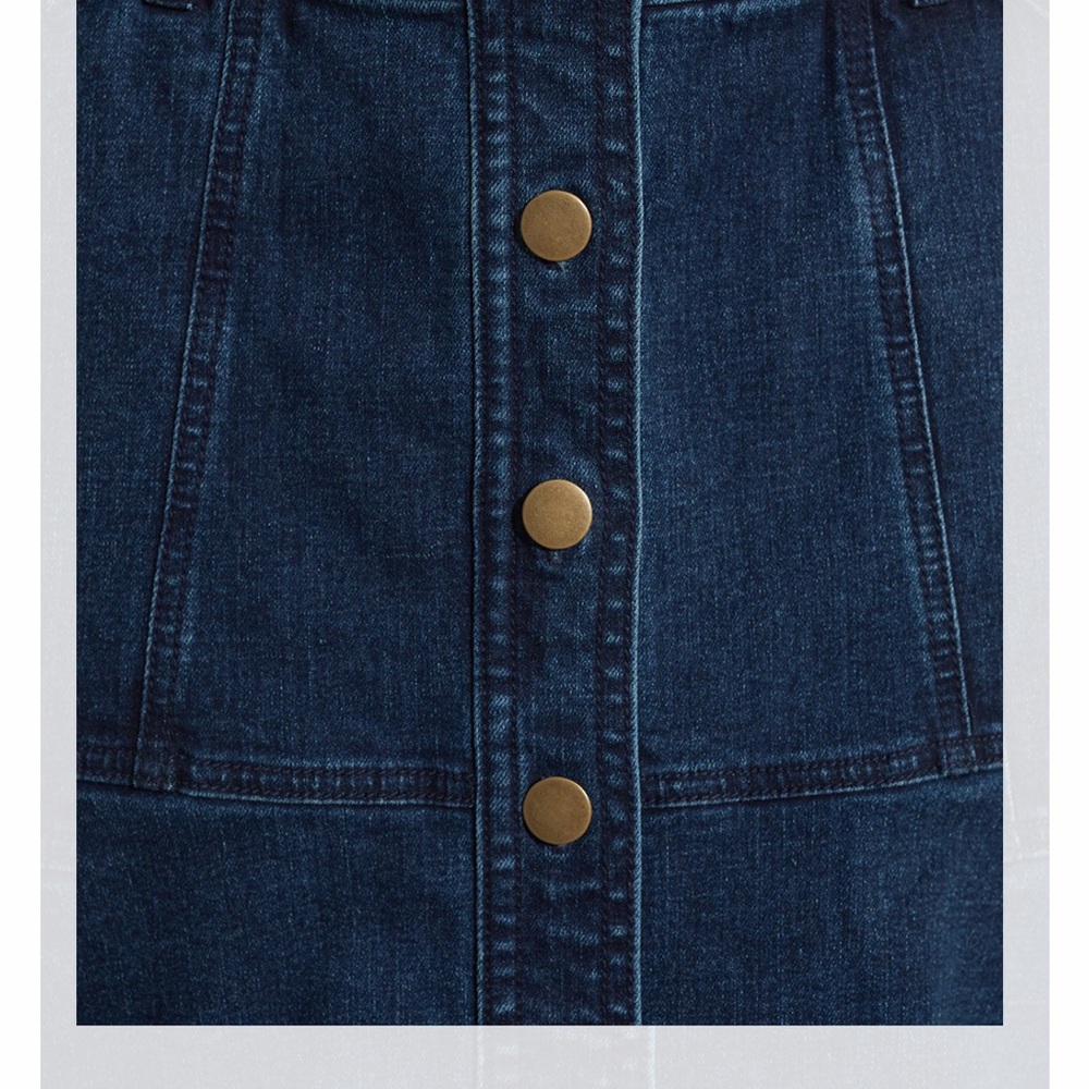 Draper James Denim Button Front Peplum Skirt. High-Waisted. Pockets. Size 8. - Picture 4 of 14